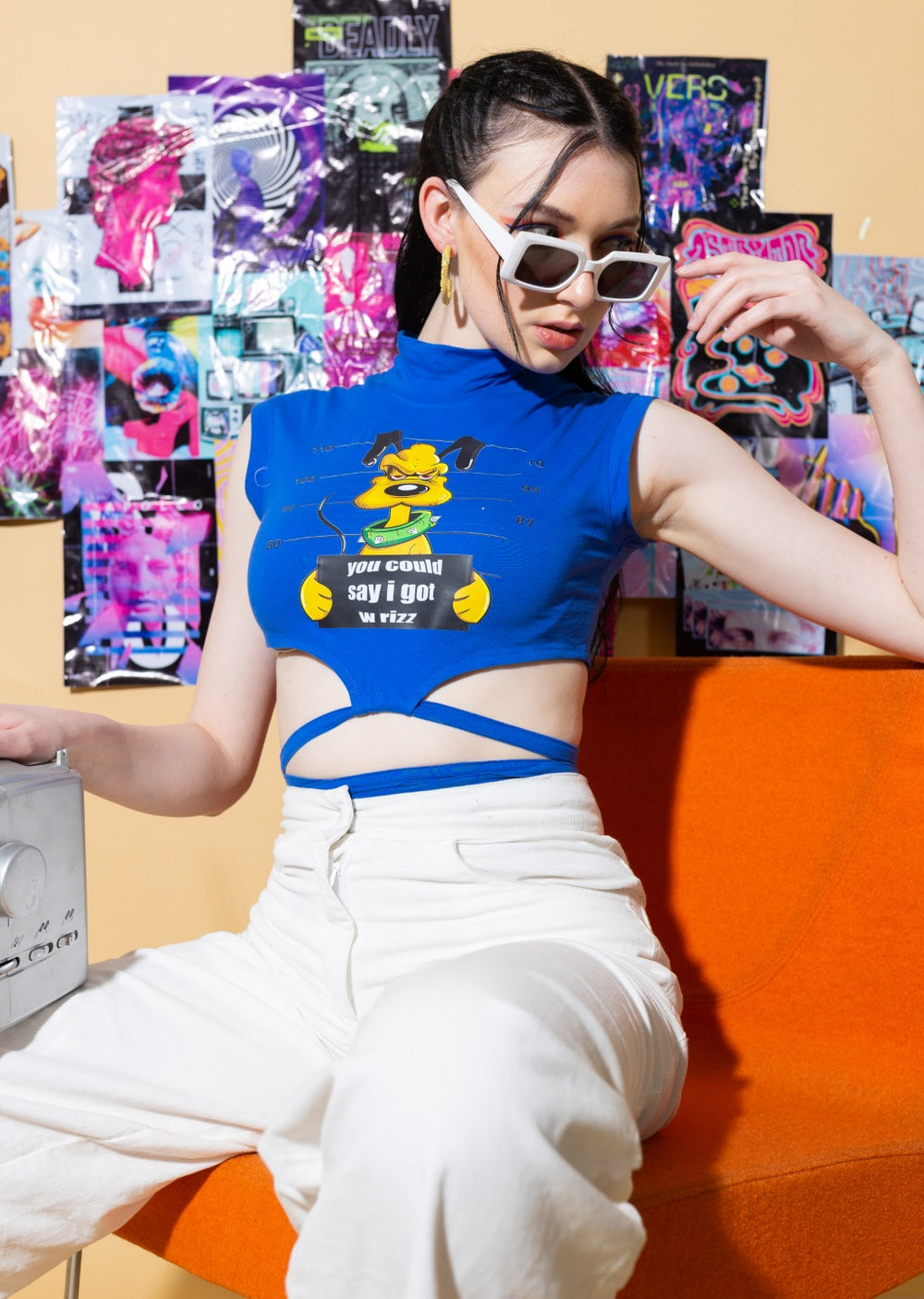 Pluto Printed Crop Top with a Waist Tie