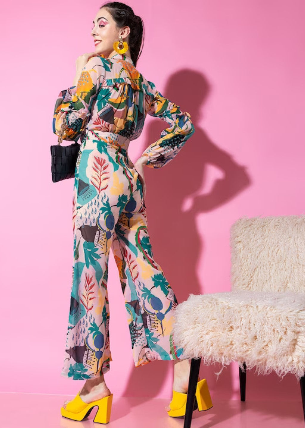 Multicolour Long Sleeve Printed Jumpsuit