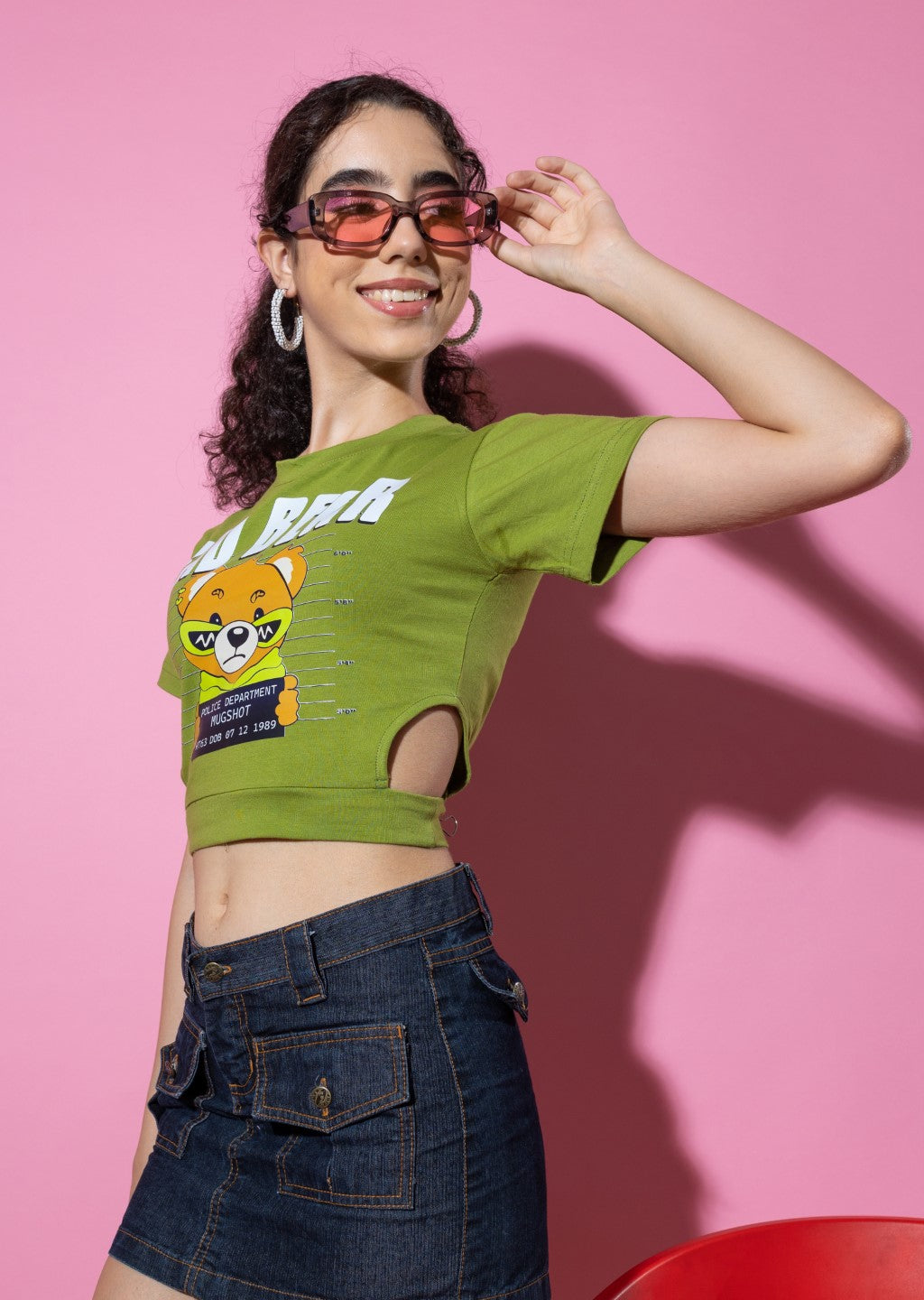 Bad Bear Side Cut-Out Crop Top