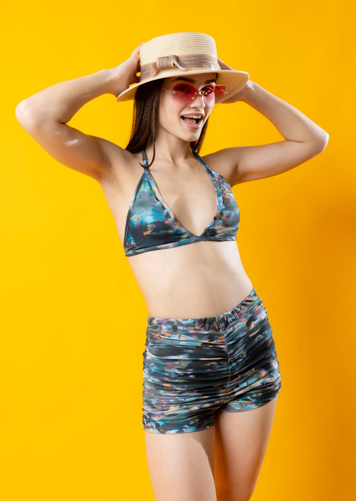Classic Smudge Printed Two Piece Swimsuit