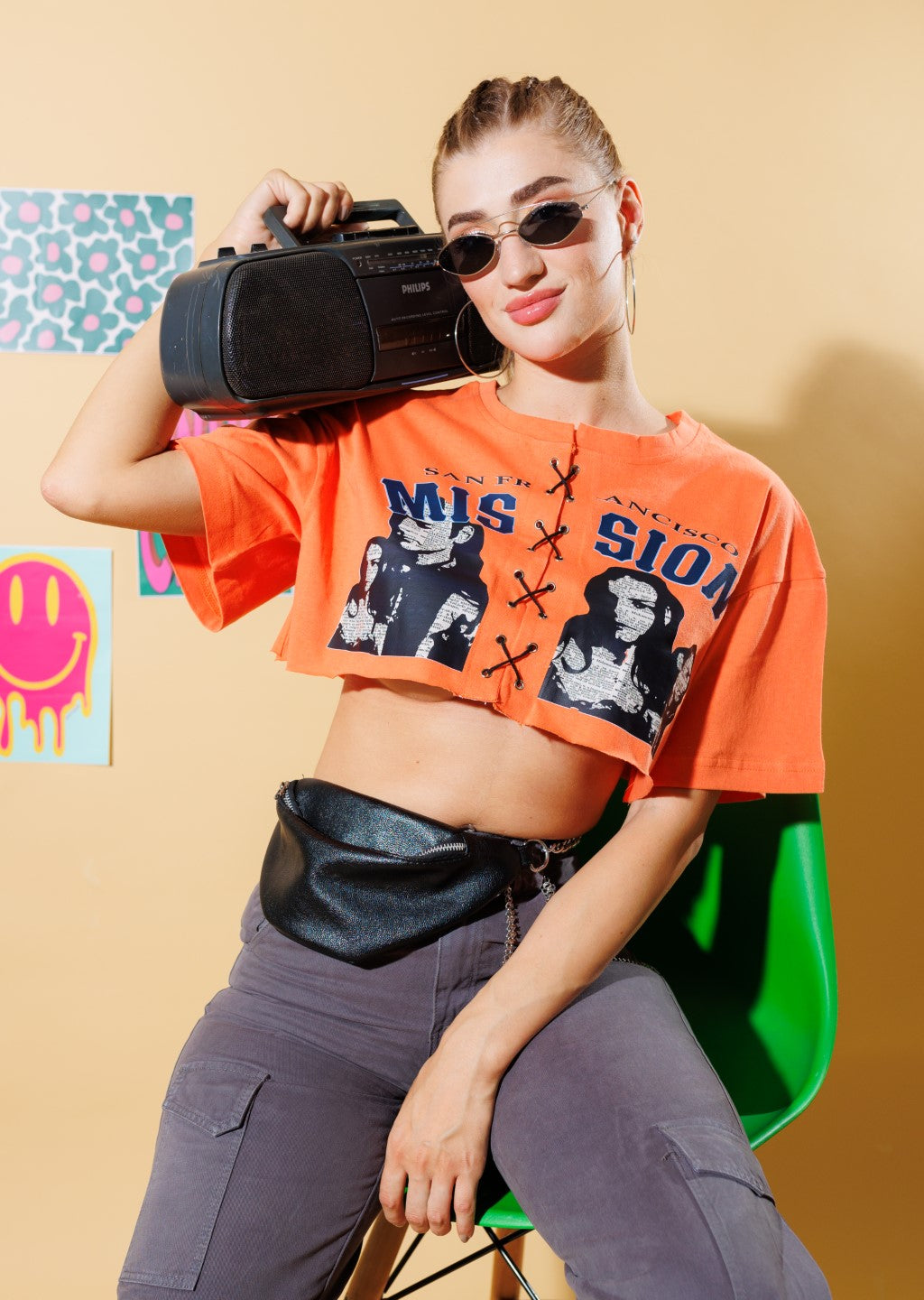 Mission Printed Tie Up Crop T-Shirt