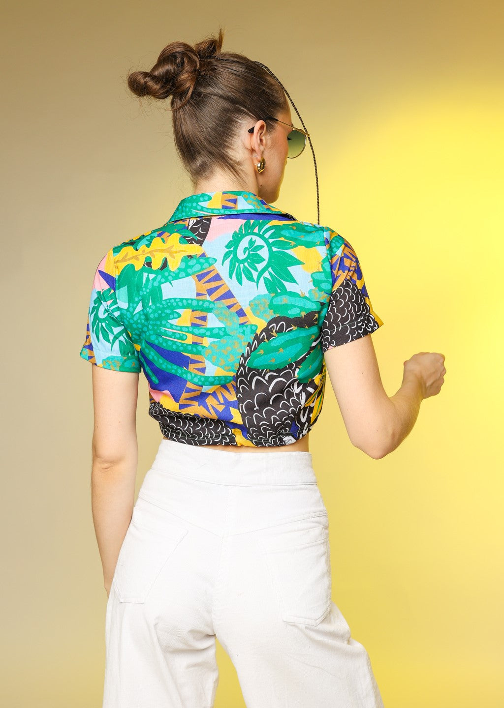Back in Time Multicolour Crop Shirt