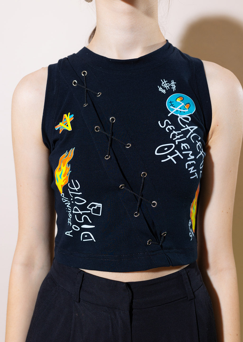 Peace Out Graphic Crop Top