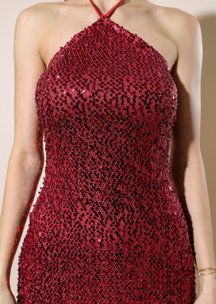 Dazzling Nights Sequin Dress in Red