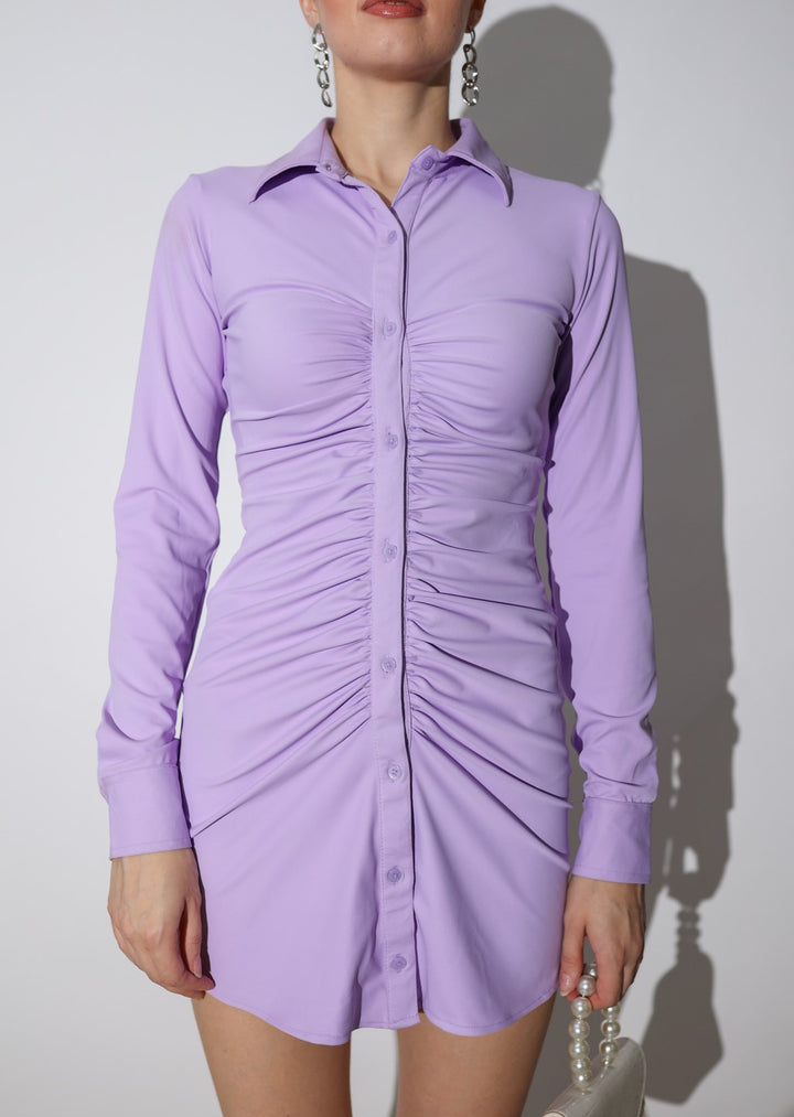 Lavender Bodycon Shirt Dress