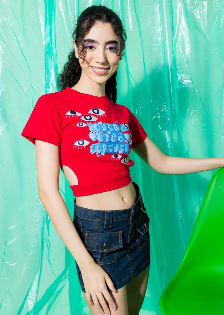 Lover's Club Side Cut-Out Crop Top