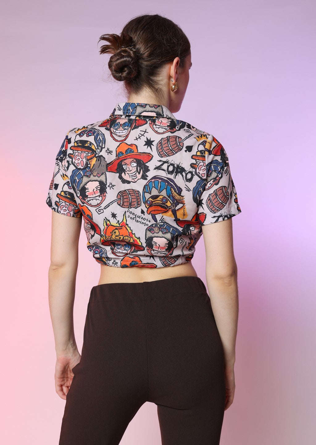 Anime Printed Collared Top