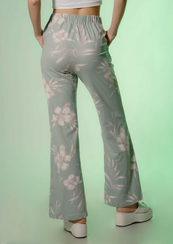 Printed Flared Pants in Green