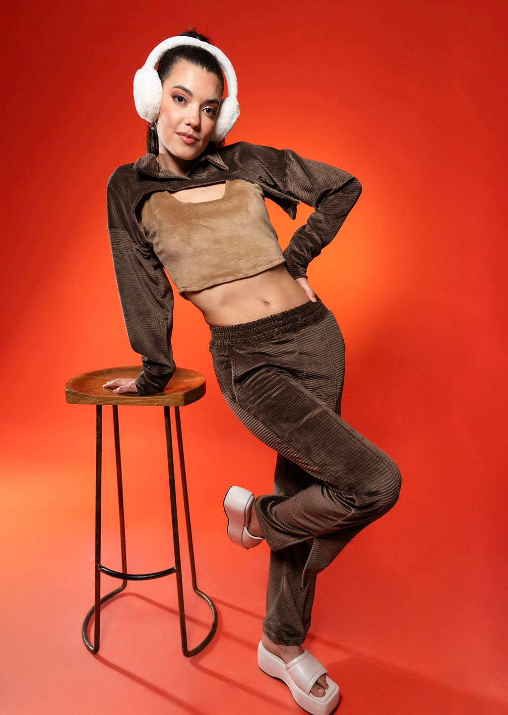 Koslo Top and Trousers Set in Brown