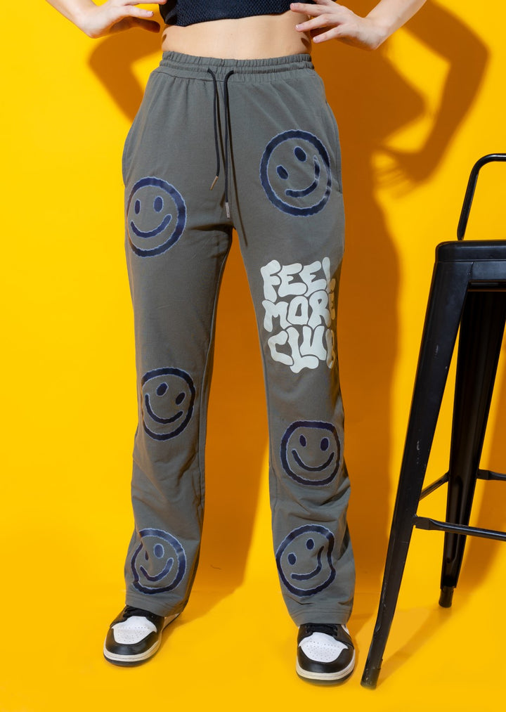 Feel More Club Printed Joggers in Green