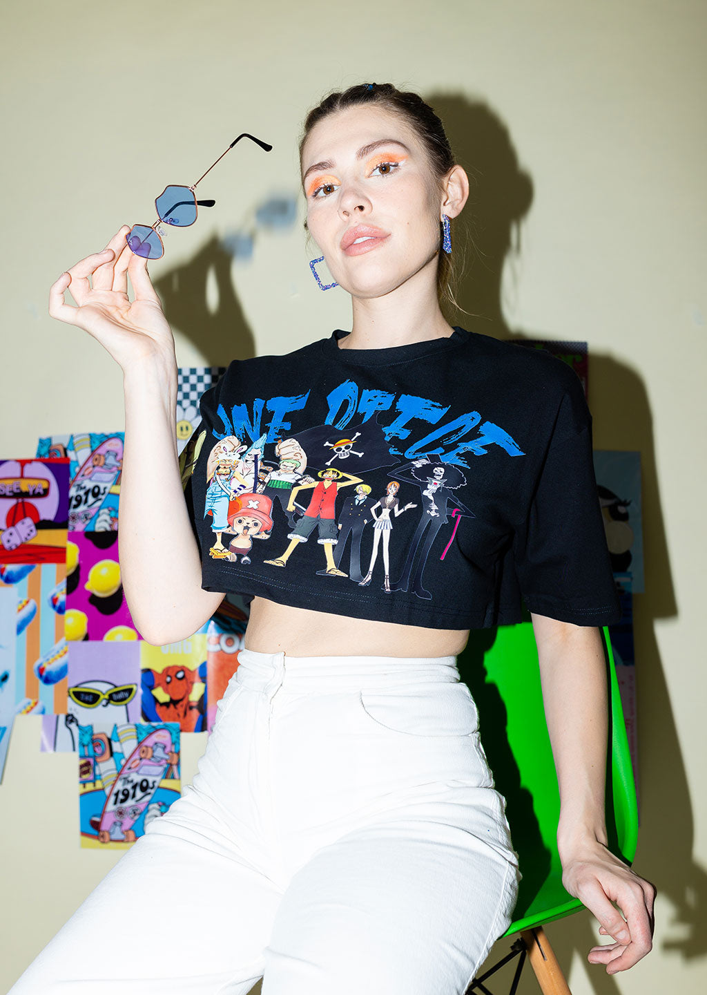 One Piece Graphic Boxy Crop Top