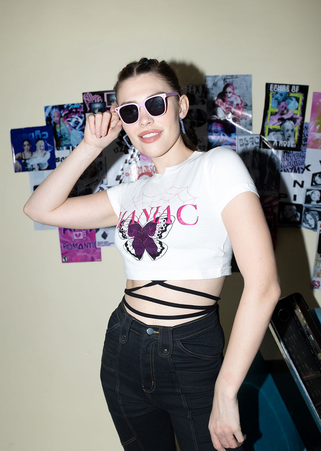 Butterfly Web Graphic Crop Top
