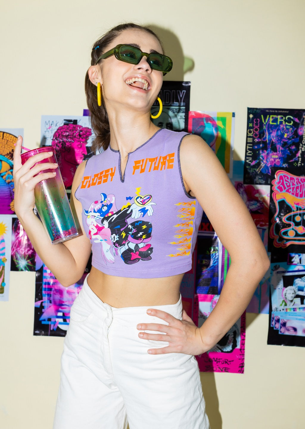 Glossy Future Graphic Crop Top