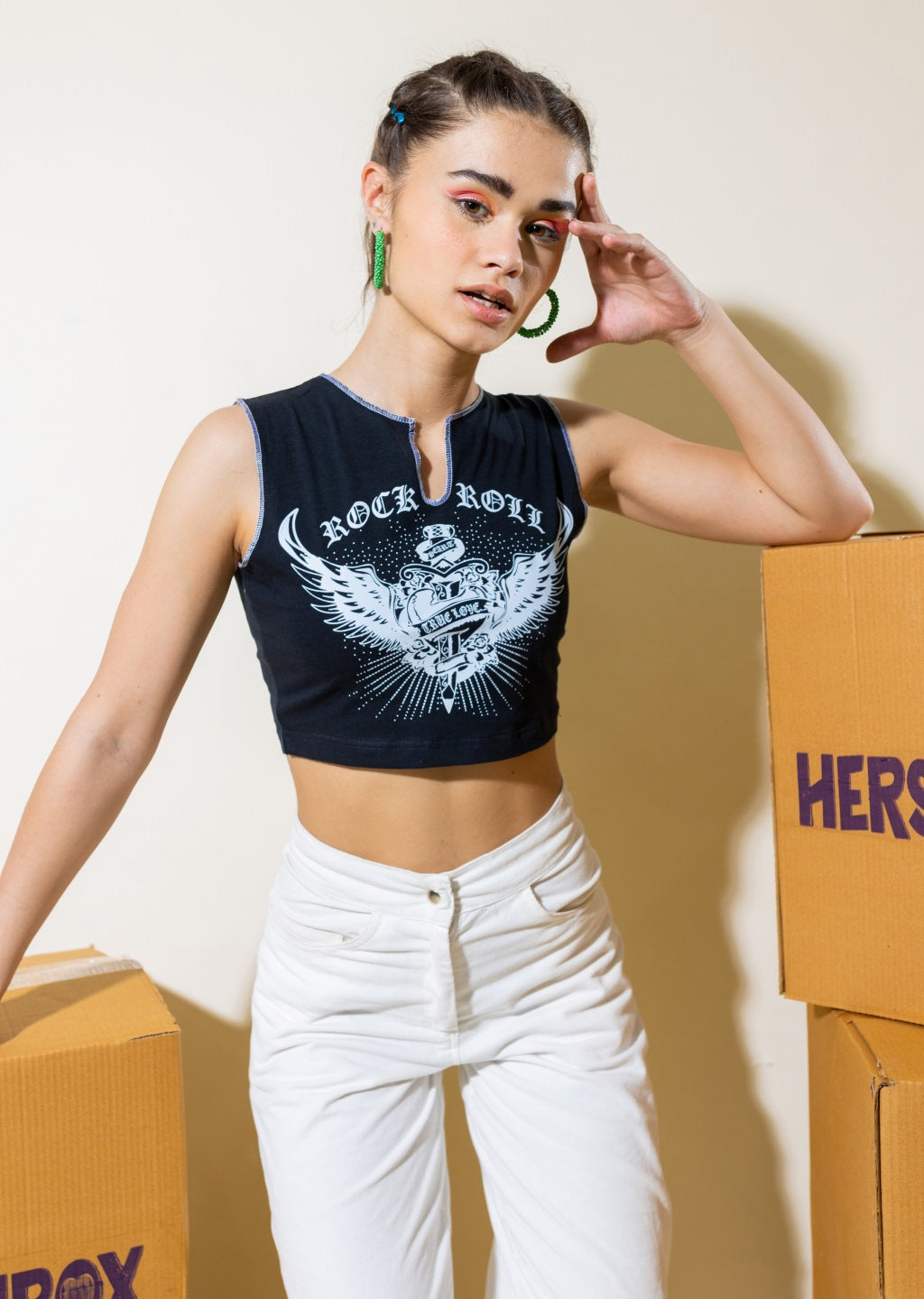 Rock and Roll Graphic Crop Top