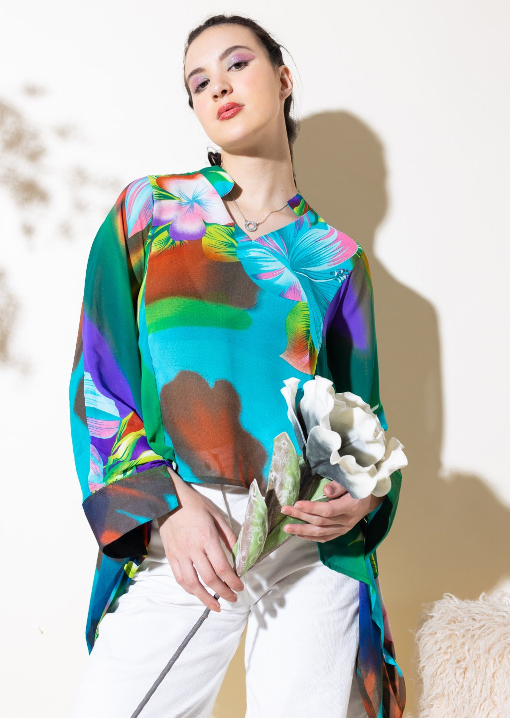 Emiko Kaftan Top in Floral Print