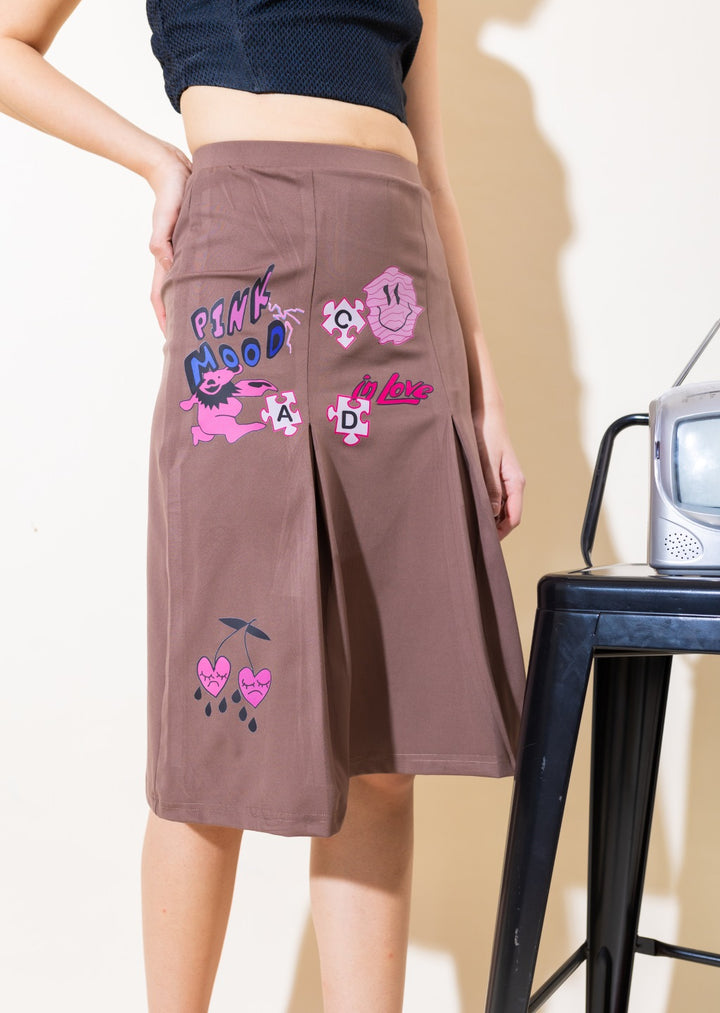 Love Printed Midi Skirt