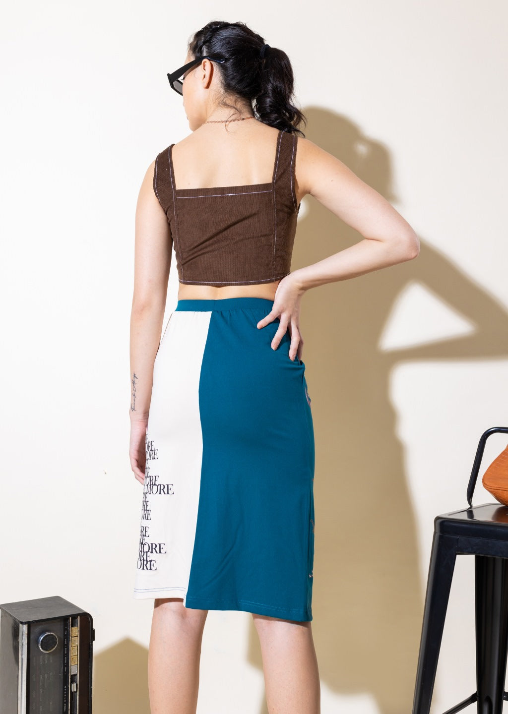 Forever Half and Half Printed Midi Skirt